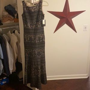Floor length fit and flare dress